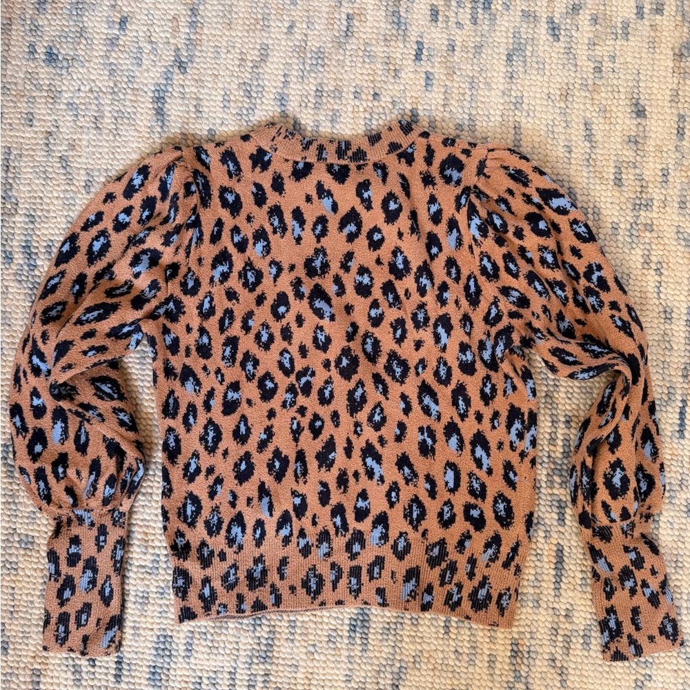 Leopard Print Puff Sleeve Sweater - Picture 5 of 5